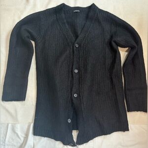 Ann Demeulemeester Black Alpaca Mohair Cardigan Sweater